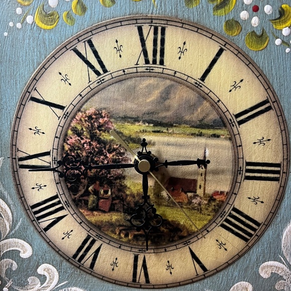 Handmade, German, Wooden, Hand Painted, Folk Art Wall Clock - Picture 2 of 4